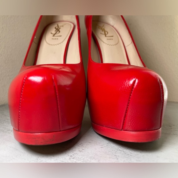YSL CANDY APPLE RED PLATFORM 6 INCH HEELS SIZE 38.5 - Picture 11 of 15